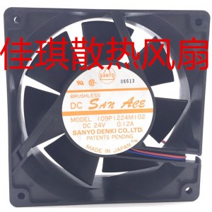 SANYO 109P1224M102 24V 0.12A 2 wires Cooling Fan